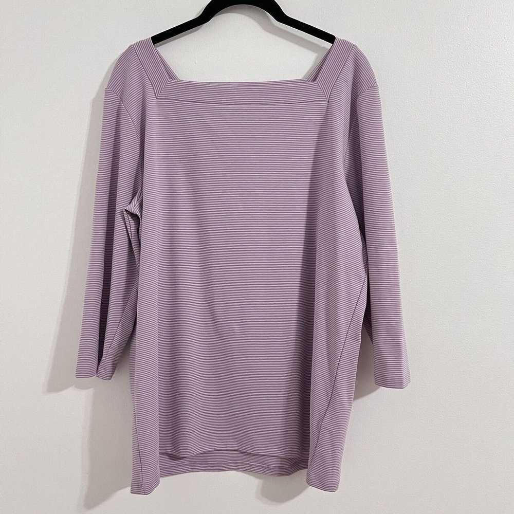 Lauren Ralph Lauren Black Label Purple Stripe Long Sleeve Top Size 2X Square